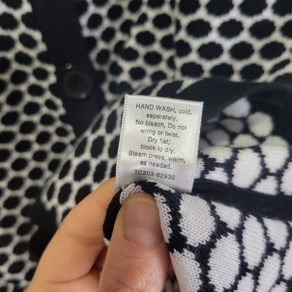 Pendleton Cardigan Sweater 100% Cotton Womens Medium Black White Button Front - Picture 7 of 7